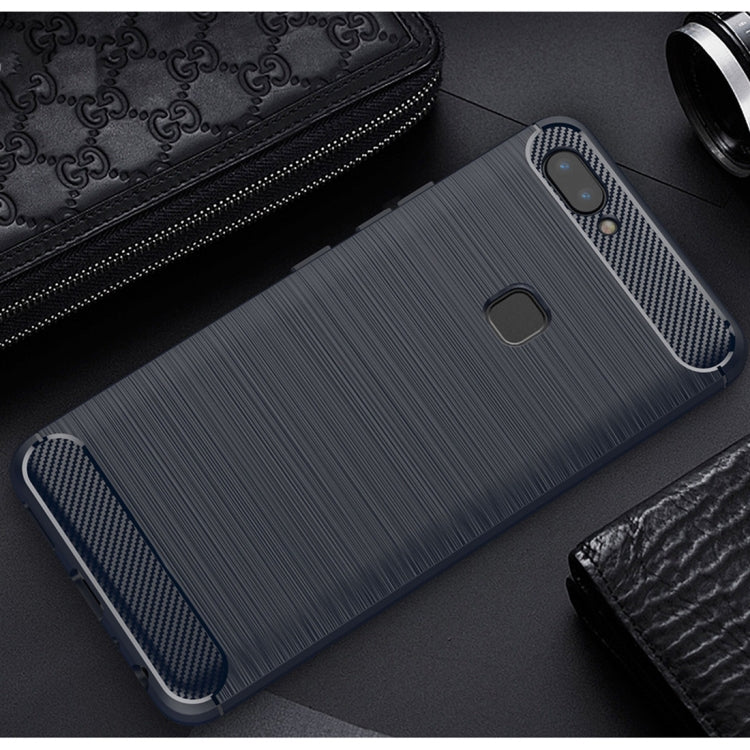For Vivo X20 Plus Brushed Texture Carbon Fiber Shockproof TPU Rugged Armor Protective Case