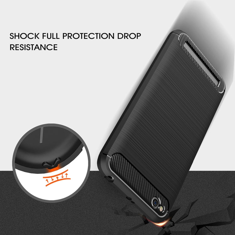 For Xiaomi Redmi 5A Brushed Texture Carbon Fiber Shockproof TPU Rugged Armor Protective Case