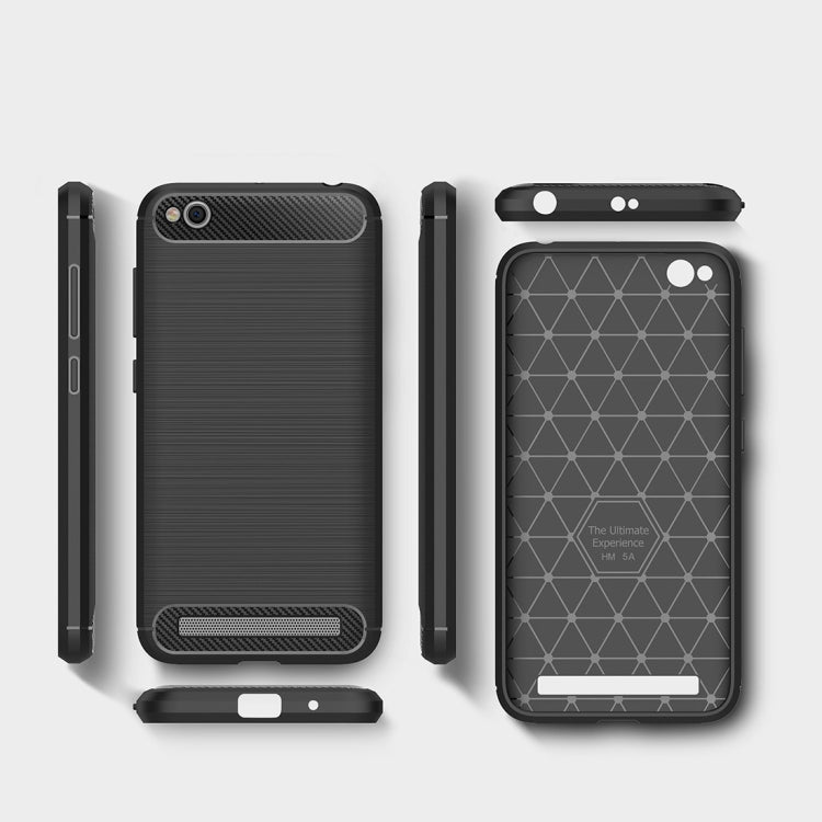 For Xiaomi Redmi 5A Brushed Texture Carbon Fiber Shockproof TPU Rugged Armor Protective Case