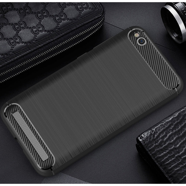 For Xiaomi Redmi 5A Brushed Texture Carbon Fiber Shockproof TPU Rugged Armor Protective Case