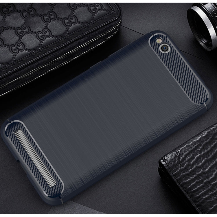 For Xiaomi Redmi 5A Brushed Texture Carbon Fiber Shockproof TPU Rugged Armor Protective Case