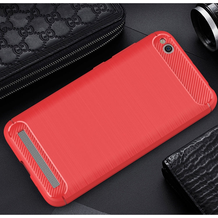 For Xiaomi Redmi 5A Brushed Texture Carbon Fiber Shockproof TPU Rugged Armor Protective Case