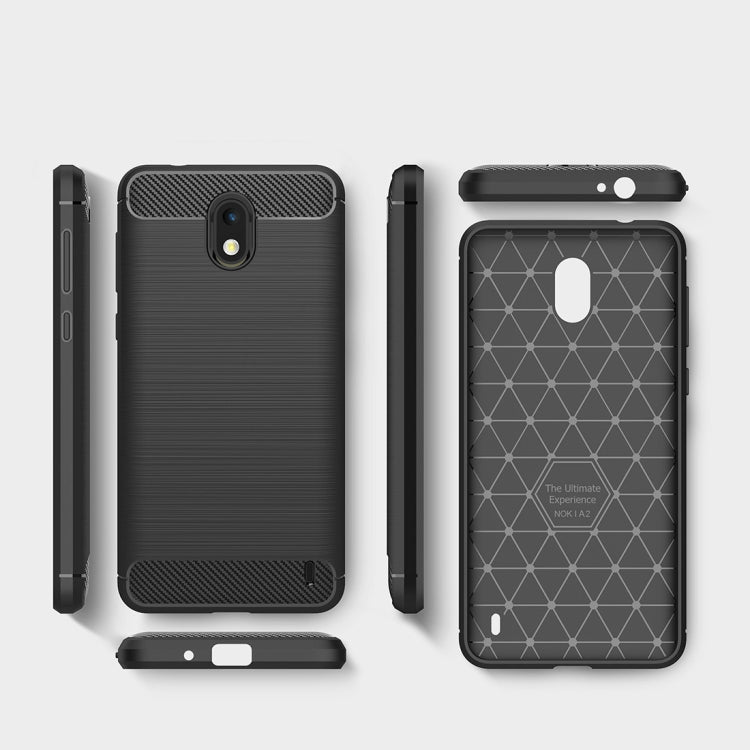 For Nokia 2 Brushed Texture Carbon Fiber Shockproof TPU Rugged Armor Protective Case