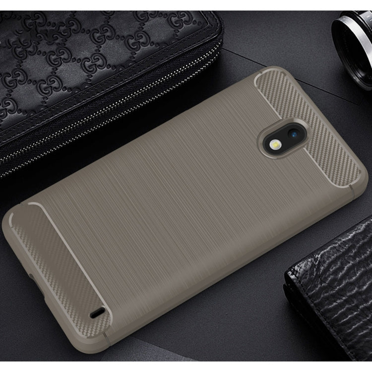 For Nokia 2 Brushed Texture Carbon Fiber Shockproof TPU Rugged Armor Protective Case