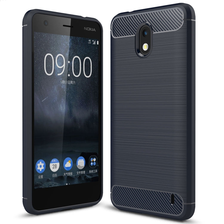 For Nokia 2 Brushed Texture Carbon Fiber Shockproof TPU Rugged Armor Protective Case