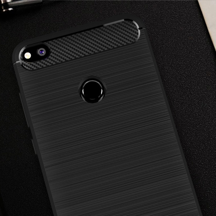 For Huawei P8 Lite (2017) Brushed Carbon Fiber Texture Shockproof TPU Protective Case