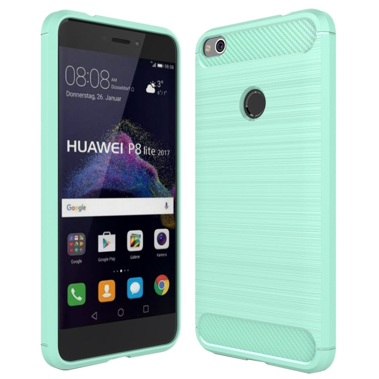 For Huawei P8 Lite (2017) Brushed Carbon Fiber Texture Shockproof TPU Protective Case