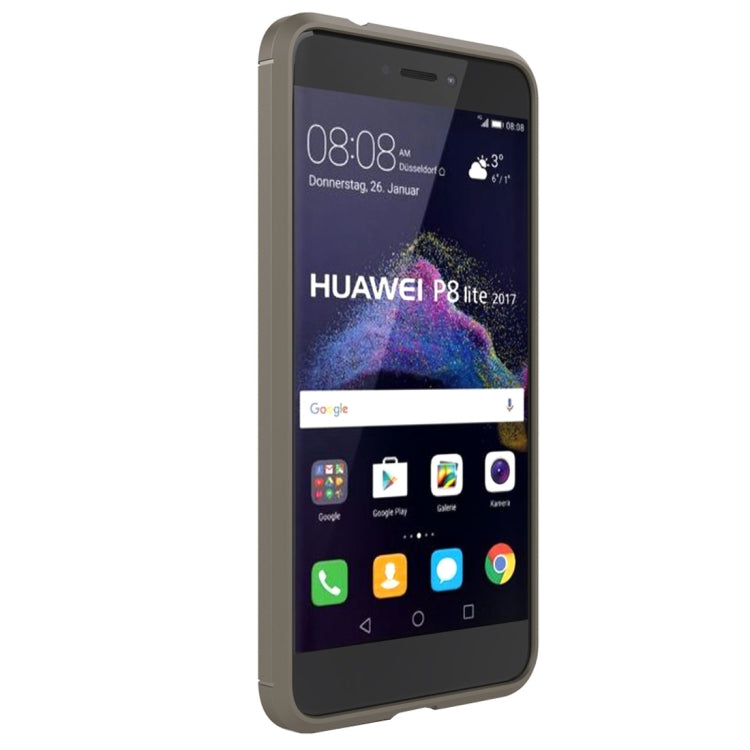 For Huawei P8 Lite (2017) Brushed Carbon Fiber Texture Shockproof TPU Protective Case