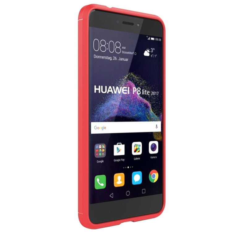 For Huawei P8 Lite (2017) Brushed Carbon Fiber Texture Shockproof TPU Protective Case