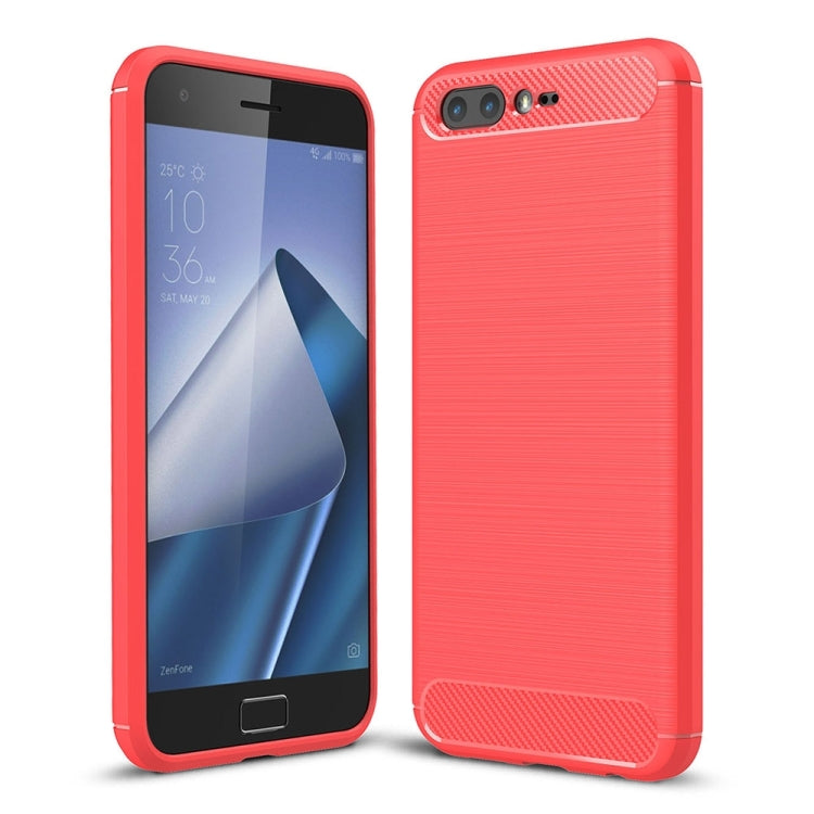 For Asus ZenFone 4 Pro (ZS551KL) Brushed Texture Carbon Fiber Shockproof TPU Rugged Armor Protective Case