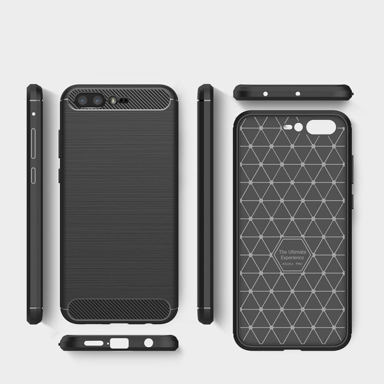 For Asus ZenFone 4 Pro (ZS551KL) Brushed Texture Carbon Fiber Shockproof TPU Rugged Armor Protective Case