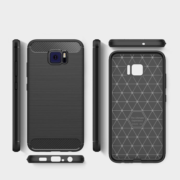 For ASUS ZenFone V V520KL Brushed Texture Carbon Fiber Shockproof TPU Rugged Armor Protective Case