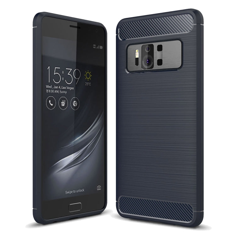 For Asus ZenFone AR ZS571KL Brushed Texture Carbon Fiber Shockproof TPU Rugged Armor Protective Case
