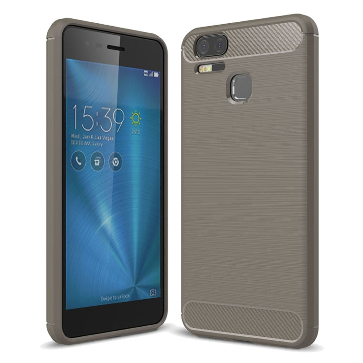 For Asus Zenfone 3 Zoom ZE553KL Brushed Texture Carbon Fiber Shockproof TPU Rugged Armor Protective Case