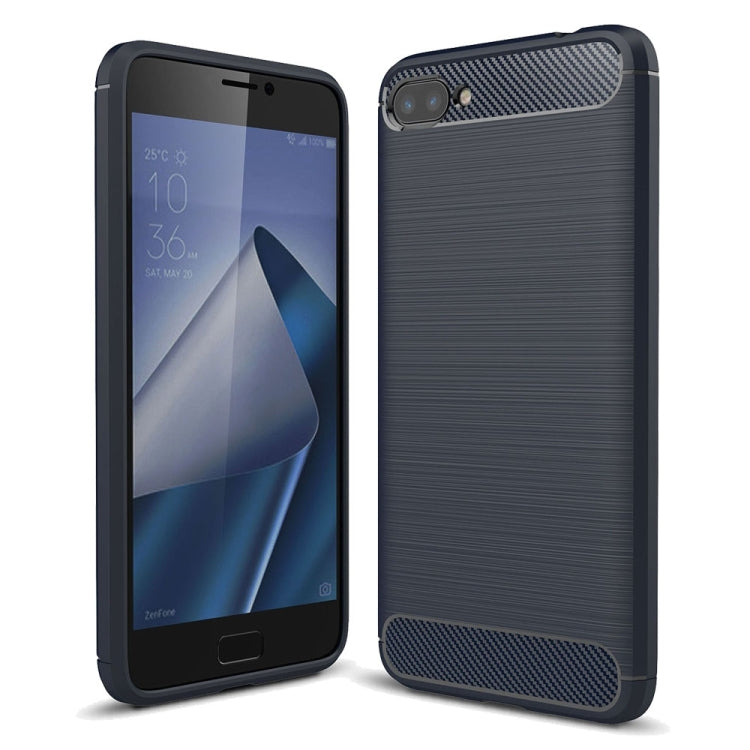 For Asus Zenfone 4 Max ZC520KL Brushed Texture Carbon Fiber Shockproof TPU Rugged Armor Protective Case