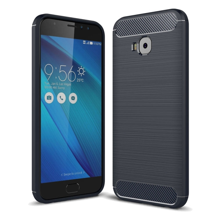 For Asus ZenFone 4 Selfie ZD553KL Brushed Texture Carbon Fiber Shockproof TPU Rugged Armor Protective Case