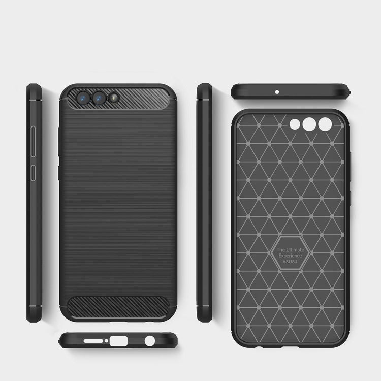 For Asus ZenFone 4 ZE554KL Brushed Texture Carbon Fiber Shockproof TPU Rugged Armor Protective Case