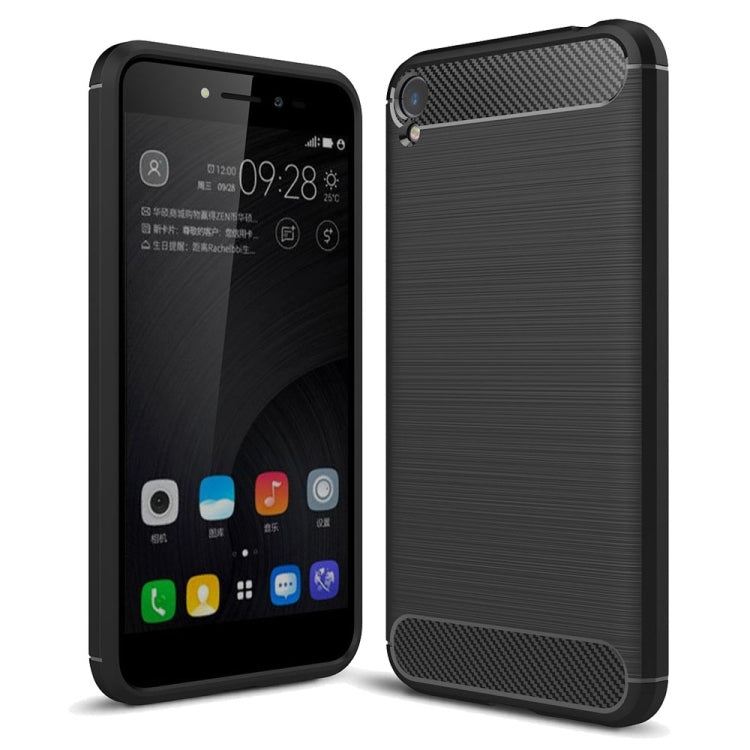 For Asus ZenFone Live ZB501KL Brushed Texture Carbon Fiber Shockproof TPU Rugged Armor Protective Case