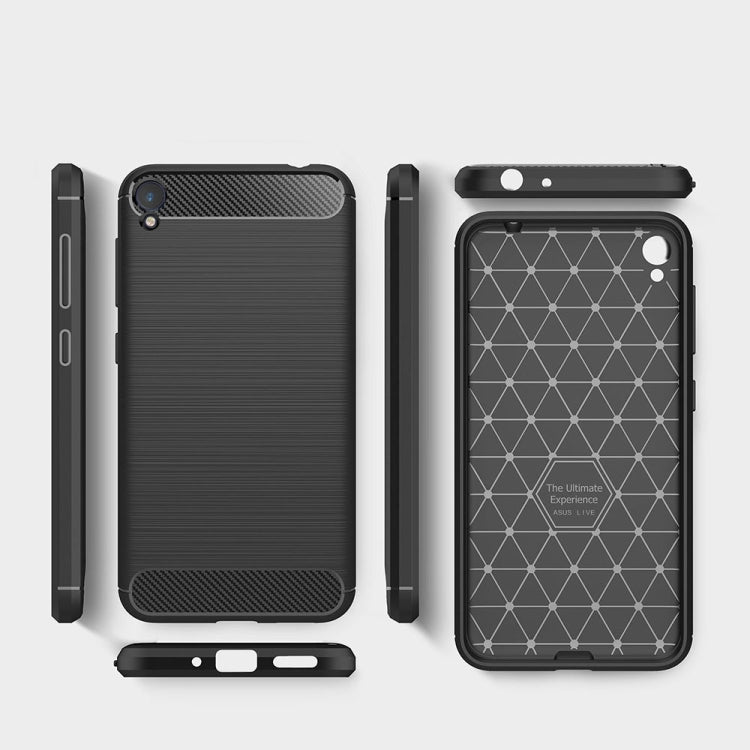 For Asus ZenFone Live ZB501KL Brushed Texture Carbon Fiber Shockproof TPU Rugged Armor Protective Case
