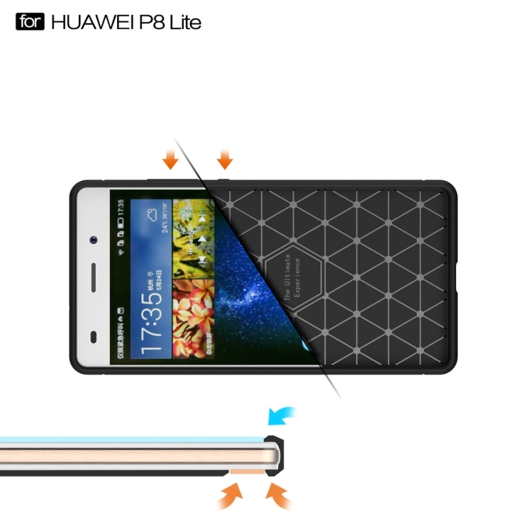 For Huawei P8 Lite Brushed Texture Fiber TPU Rugged Armor Protective Case