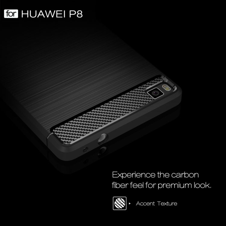 For Huawei P8 Brushed Texture Fiber TPU Rugged Armor Protective Case
