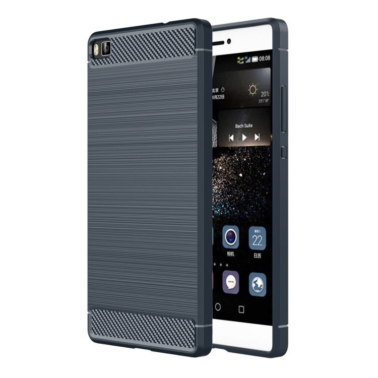 For Huawei P8 Brushed Texture Fiber TPU Rugged Armor Protective Case