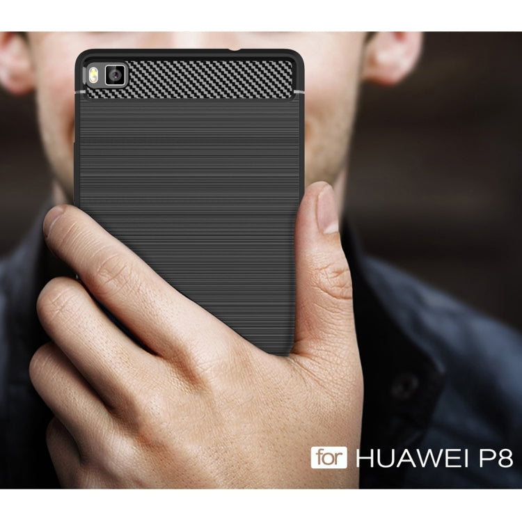 For Huawei P8 Brushed Texture Fiber TPU Rugged Armor Protective Case