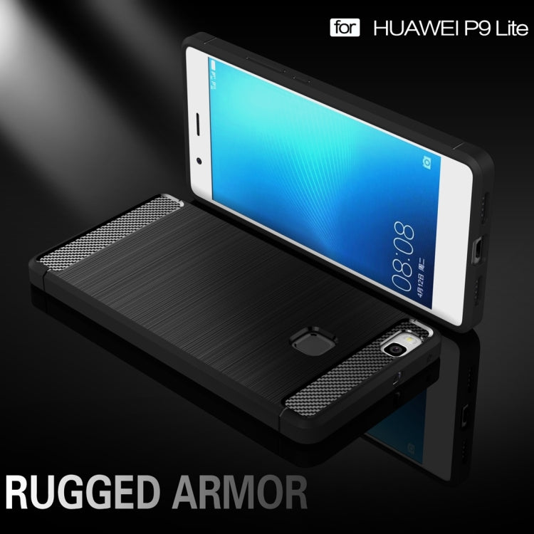For Huawei P9 Lite Brushed Texture Fiber TPU Rugged Armor Protective Case