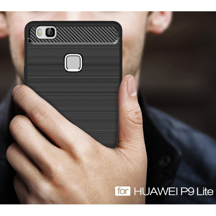 For Huawei P9 Lite Brushed Texture Fiber TPU Rugged Armor Protective Case