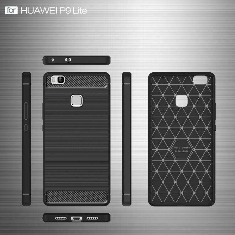 For Huawei P9 Lite Brushed Texture Fiber TPU Rugged Armor Protective Case