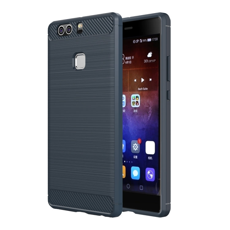 For Huawei P9 Plus Brushed Texture Fiber TPU Rugged Armor Protective Case