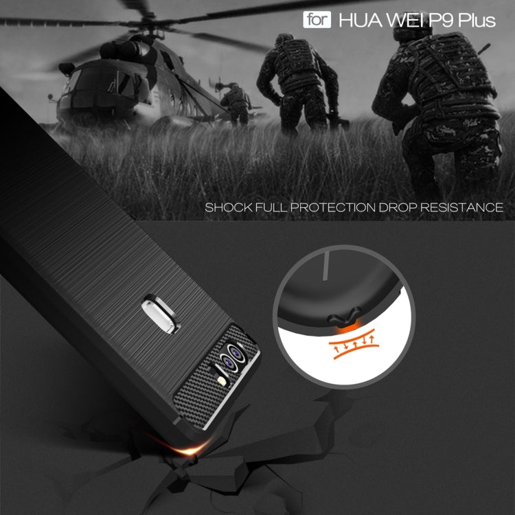 For Huawei P9 Plus Brushed Texture Fiber TPU Rugged Armor Protective Case