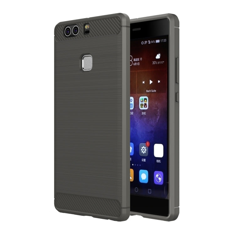 For Huawei P9 Plus Brushed Texture Fiber TPU Rugged Armor Protective Case