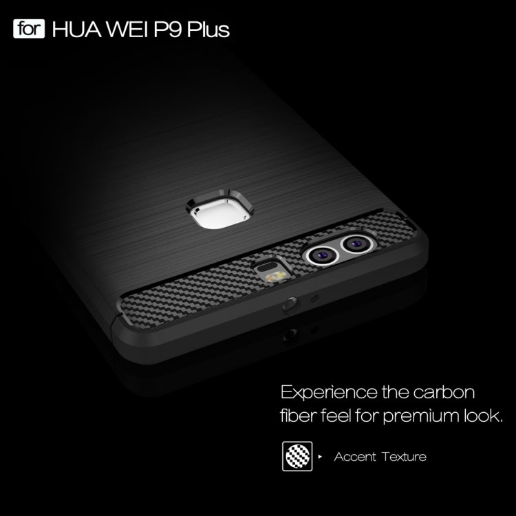 For Huawei P9 Plus Brushed Texture Fiber TPU Rugged Armor Protective Case