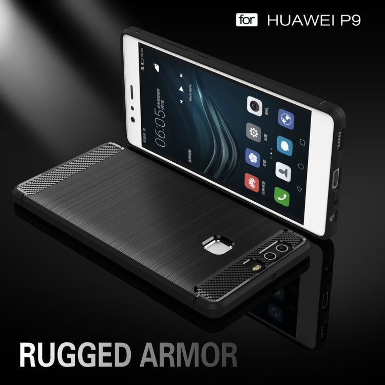For Huawei P9 Brushed Texture Fiber TPU Rugged Armor Protective Case