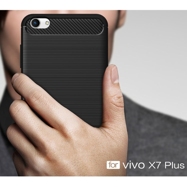 For Vivo X7 Plus Brushed Texture Fiber TPU Rugged Armor Protective Case