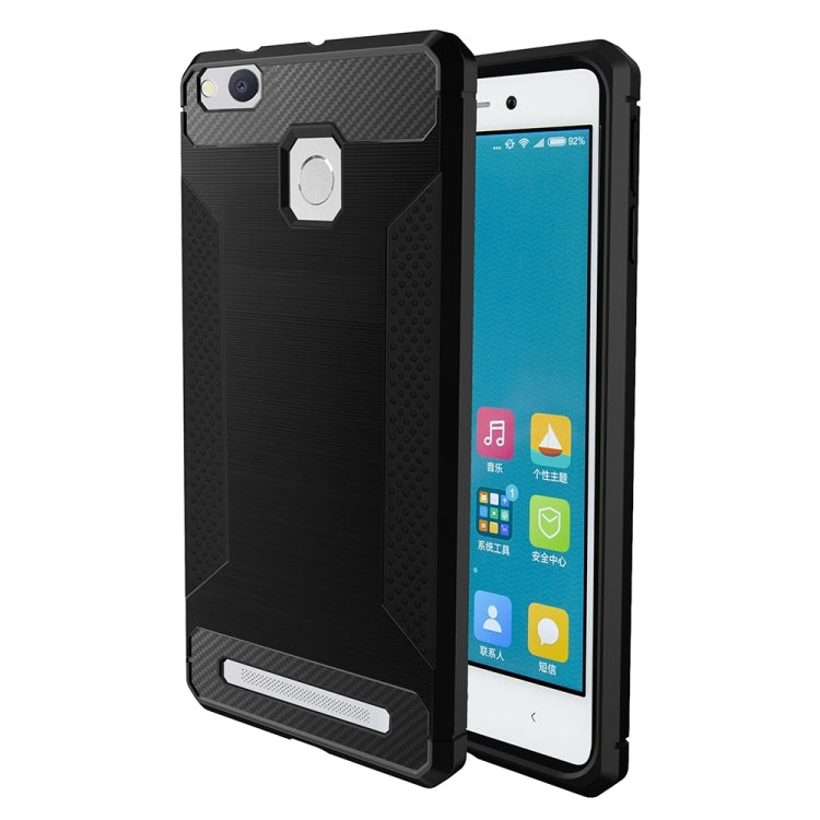 For Xiaomi Redmi 3 / 3s / 3 Pro Brushed Texture Carbon Fiber Anti-slip TPU Protective Cover Case