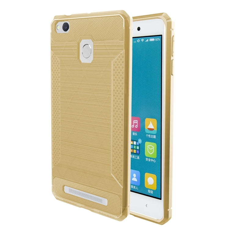 For Xiaomi Redmi 3 / 3s / 3 Pro Brushed Texture Carbon Fiber Anti-slip TPU Protective Cover Case