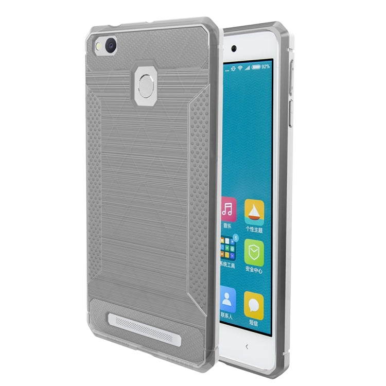 For Xiaomi Redmi 3 / 3s / 3 Pro Brushed Texture Carbon Fiber Anti-slip TPU Protective Cover Case