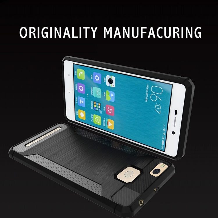 For Xiaomi Redmi 3 / 3s / 3 Pro Brushed Texture Carbon Fiber Anti-slip TPU Protective Cover Case