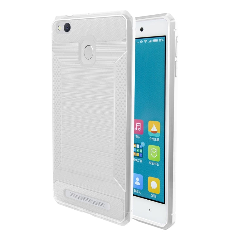 For Xiaomi Redmi 3 / 3s / 3 Pro Brushed Texture Carbon Fiber Anti-slip TPU Protective Cover Case
