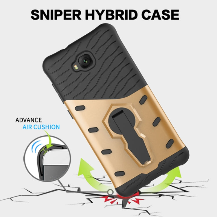 For Asus Zenfone 4 Selfie (ZD553KL) PC + TPU Dropproof Sniper Hybrid Protective Back Cover Case with 360 Degree Rotation Holder