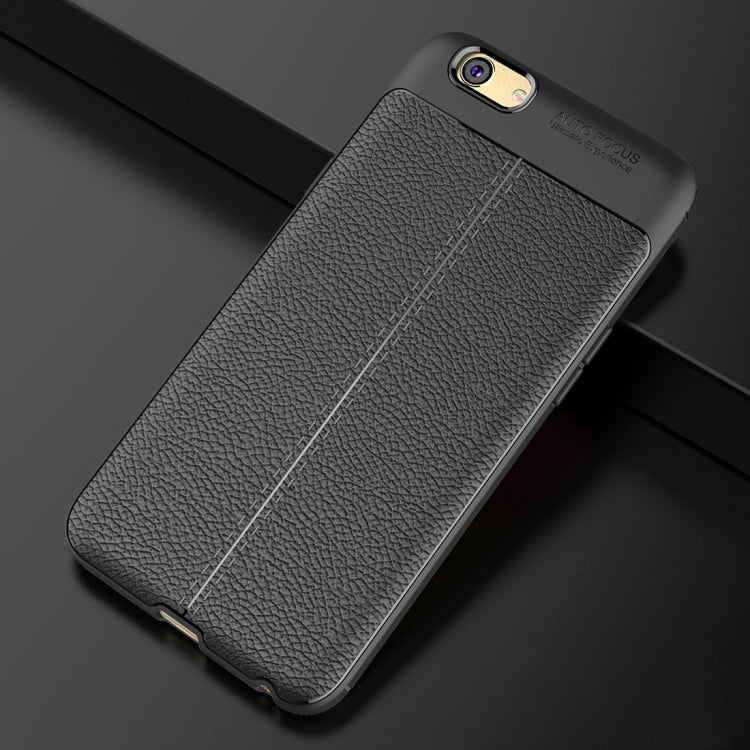 For OPPO A59 Litchi Texture Full Coverage TPU Protective Back Cover Case