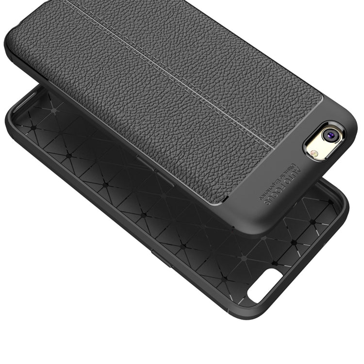 For OPPO A59 Litchi Texture Full Coverage TPU Protective Back Cover Case