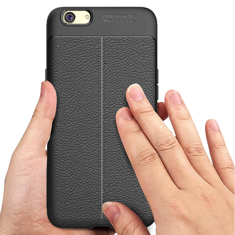 For OPPO A59 Litchi Texture Full Coverage TPU Protective Back Cover Case