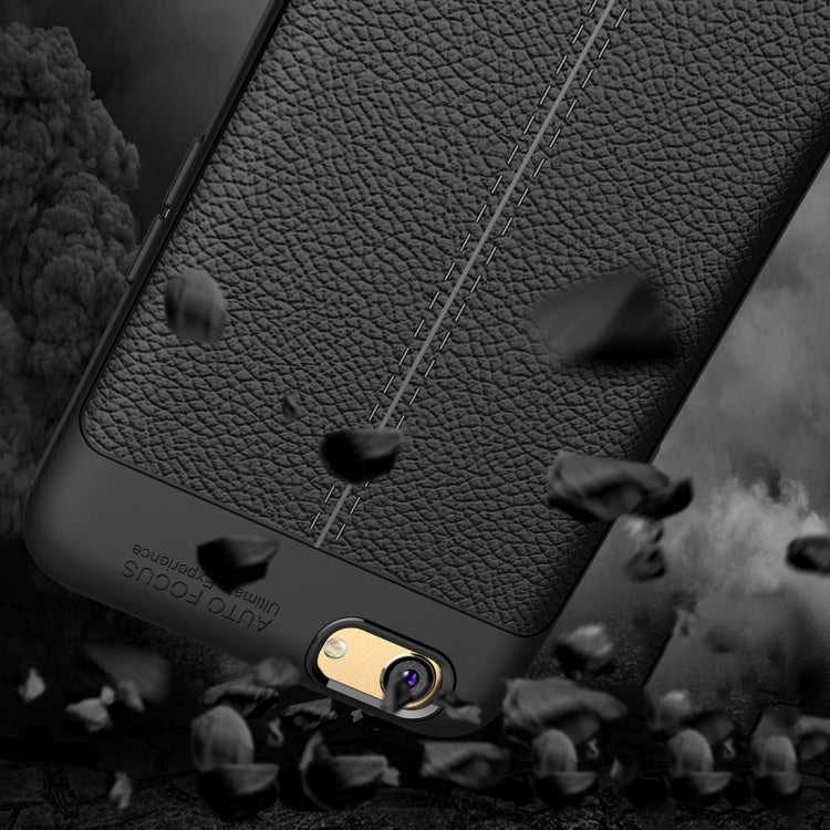 For OPPO A59 Litchi Texture Full Coverage TPU Protective Back Cover Case