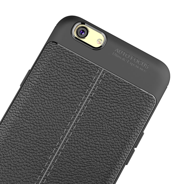 For OPPO A59 Litchi Texture Full Coverage TPU Protective Back Cover Case