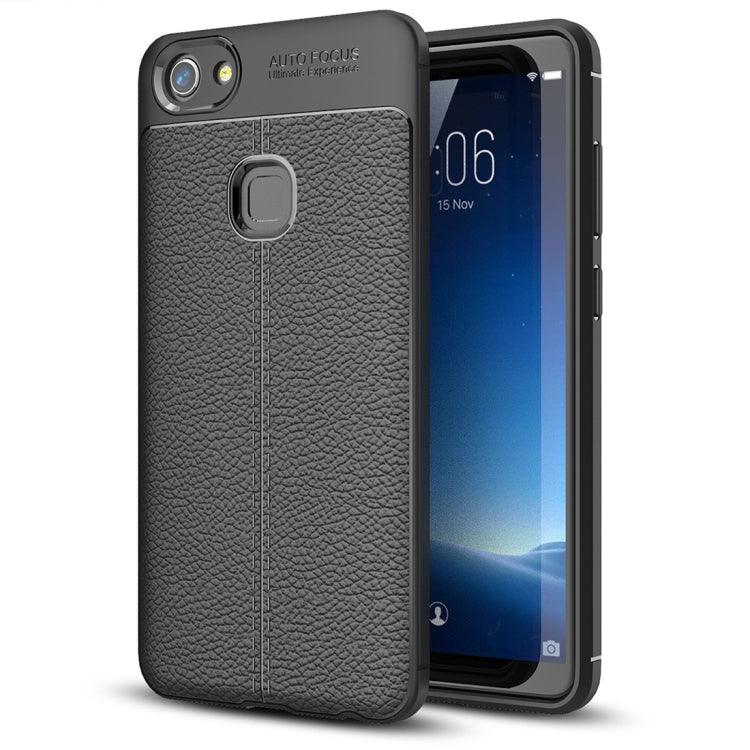 For Vivo V7 Litchi Texture Soft TPU Anti-skip Protective Cover Back Case