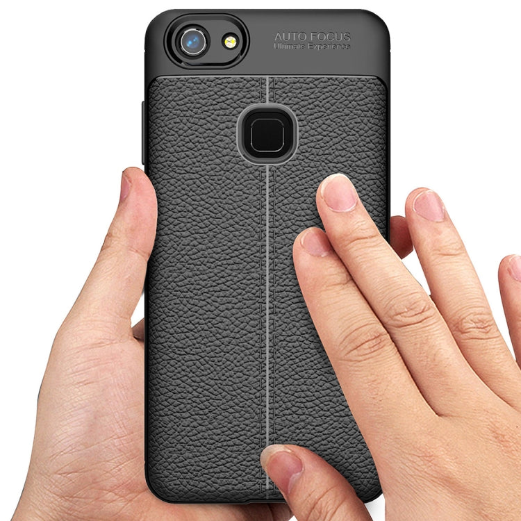 For Vivo V7 Litchi Texture Soft TPU Anti-skip Protective Cover Back Case