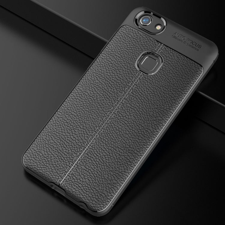 For Vivo V7 Litchi Texture Soft TPU Anti-skip Protective Cover Back Case